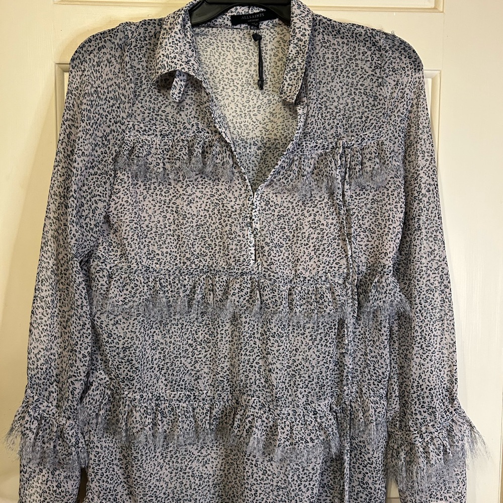 All Saints Gray Patterned Blouse - image 1